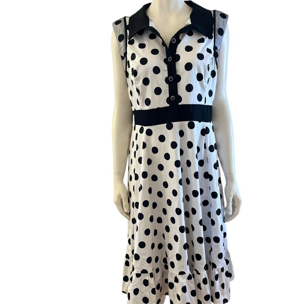Hearts & Roses Woman's Plus-Size Polka-Dot Swing Rockabilly Retro Dress Sz 16